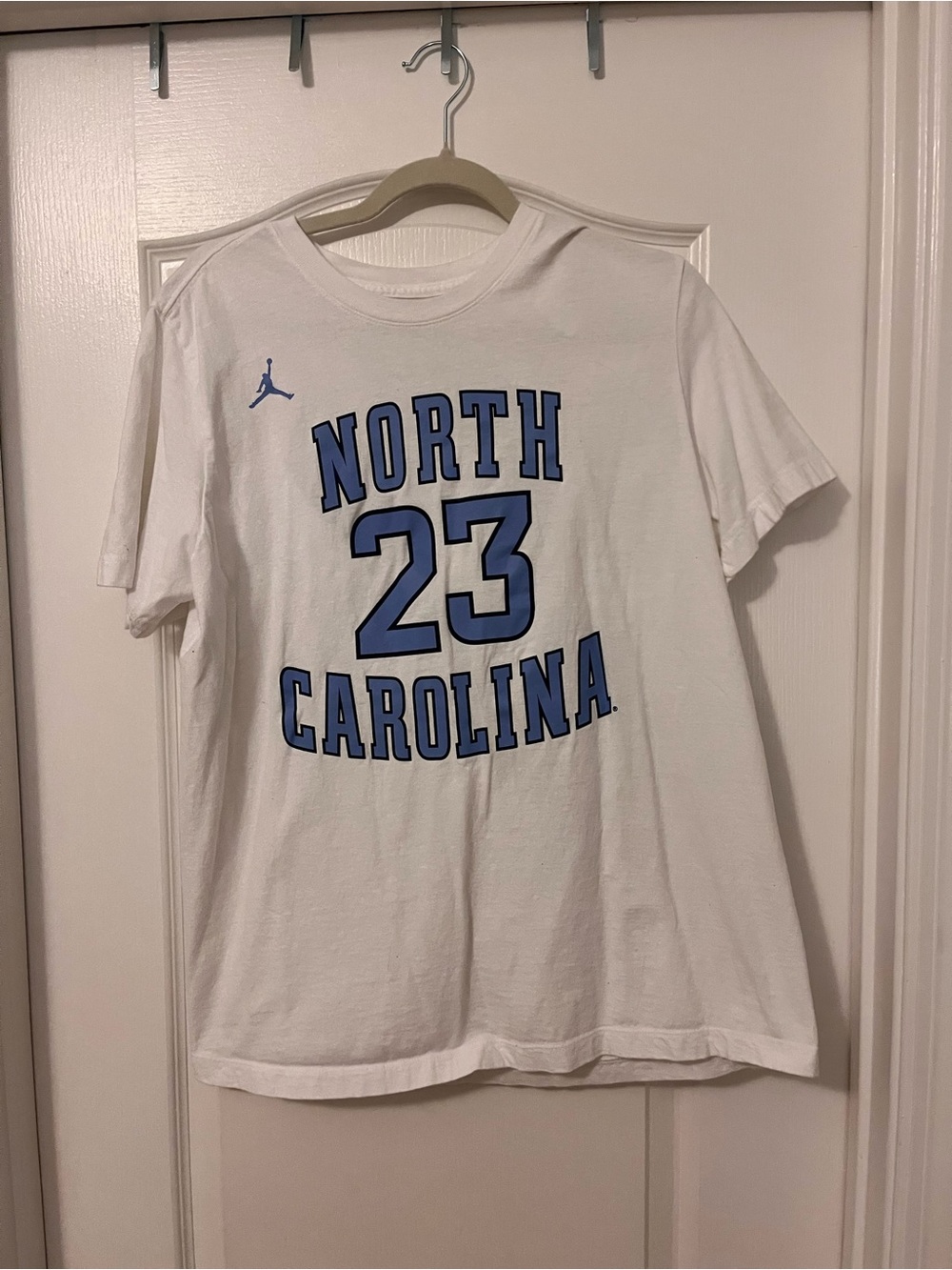Nike White Tee with Carolina Blue 'North 23 Carolina' Graphic